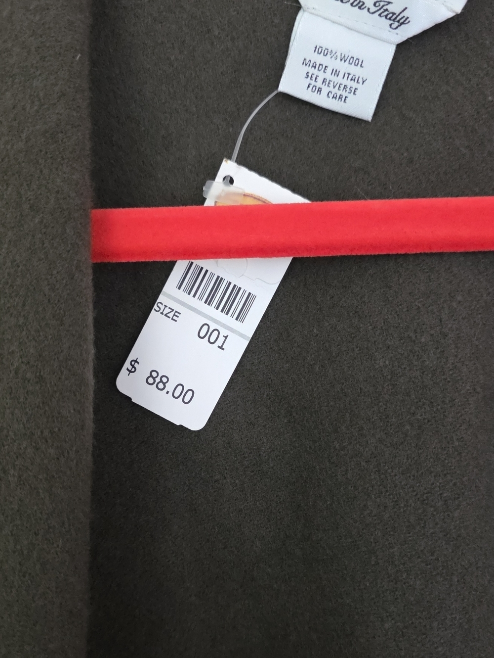 NWT Talbots 100% Wool Olive Wrap Shawl w/ Leather Belt Made in Italy OS - Picture 8 of 13